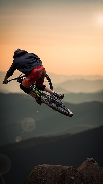 Sports, Helmet, Bounce, Jump, Bicycle, Cyclist, Trick HD phone wallpaper