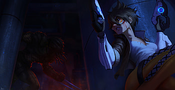 Tracer Overwatch Vs Preadtor Fanart, tracer-overwatch, tracer, games, artstation HD wallpaper