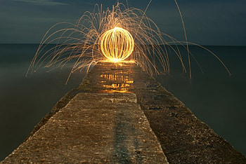 zelight, fireworks, , water, fire HD wallpaper