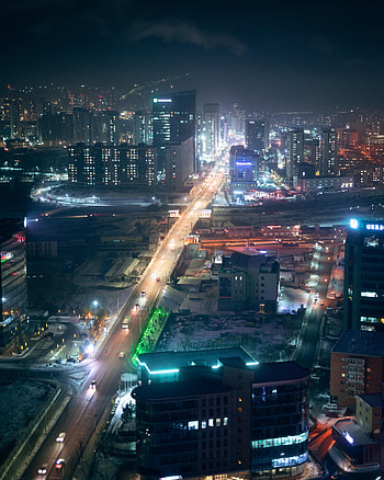 Cities, Roads, Streets, Building, Lights, View From Above, Night City HD phone wallpaper