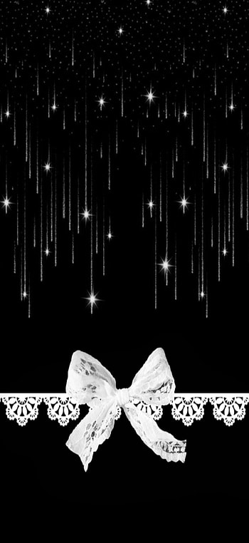 Black Sparkles, white, bow HD phone wallpaper