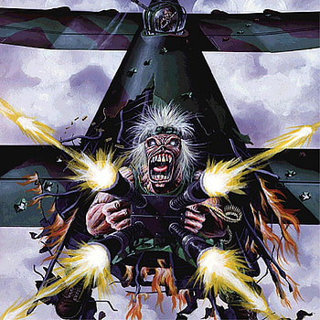 Tail Gunner, guns, iron maiden, dark, character, artwork, firing, fantasy, abstract, plane HD wallpaper