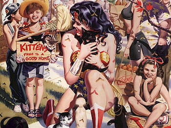 Wonder Kitties, females, wonderwoman, art, cats, girls, kittens HD wallpaper