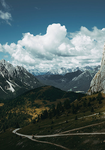 Landscape, Nature, Mountains, Clouds, View From Above, Path, Paths HD phone wallpaper