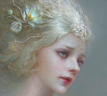 Fairy, frumusete, art, blonde, gorgeous, girl, user 23385, superb, fantasy, flower, face, luminos HD wallpaper