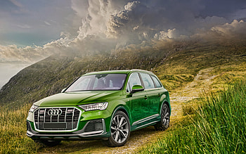 Audi Q7, offroad, SUVs, 2021 cars, R, Green Audi Q7, 2021 Audi Q7, german cars, Audi HD wallpaper