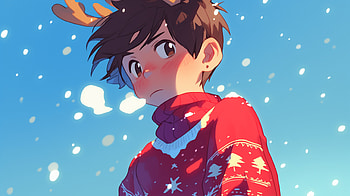 Festive Anime Boy in Christmas Sweater -, anime boy, Christmas sweater HD wallpaper