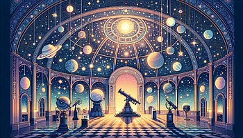 Enchanting Planetarium Illustration, planetarium, space, telescope, universe, planet HD wallpaper