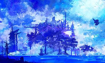 Cyber city, anime, cyberpunk, artwork HD wallpaper