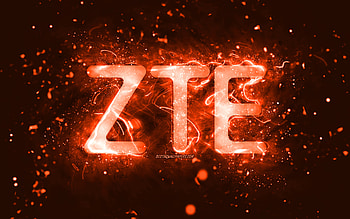 ZTE orange logo, , orange neon lights, creative, orange abstract background, ZTE logo, brands, ZTE HD wallpaper