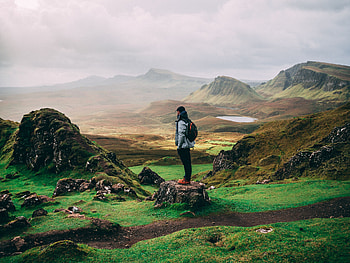 Nature, Grass, Mountains, Fog, Journey, Human, Person, Tourist HD wallpaper