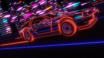 Neon Drive Cars From The Future, neon, back-to-the-future, cars, artist, artwork, digital-art, deviantart HD wallpaper