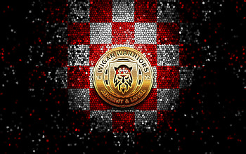 Wigan Warriors, glitter logo, SLE, red white checkered background, rugby, english rugby club, Wigan Warriors logo, mosaic art HD wallpaper