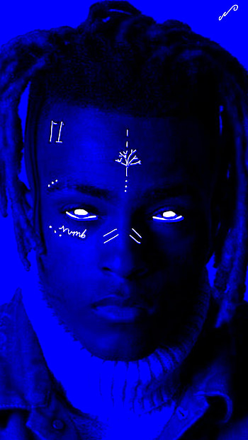 X*xtentacion blue, electric blue, tattoo's, edit HD phone wallpaper