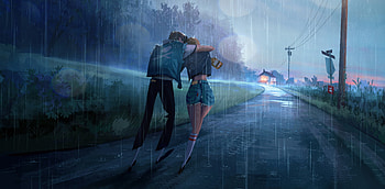 Drunk Walk With You, love, couple, walk, artist, artwork, digital-art, artstation HD wallpaper
