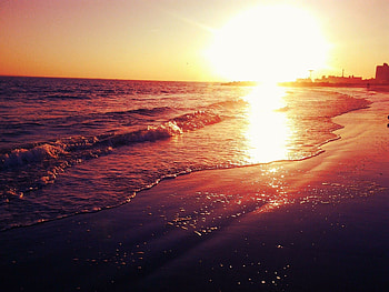 Beach sunrise, Aesthetic backgrounds, , Tranquil seashore HD wallpaper