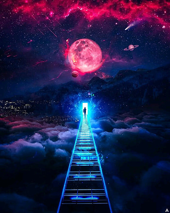 Luna, moon, escaleras HD phone wallpaper
