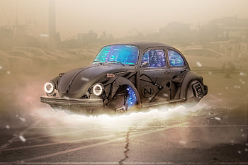 Tyre less, Volkswagen Beetle, futurist & modern car HD wallpaper