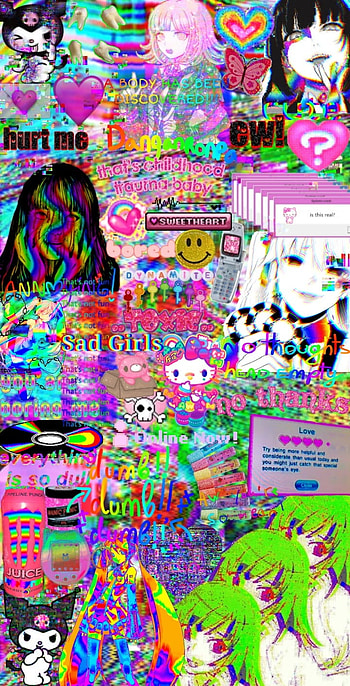 Glitchcore, danganronpa, kakegurui, anime, kuromi, sanrio HD phone wallpaper