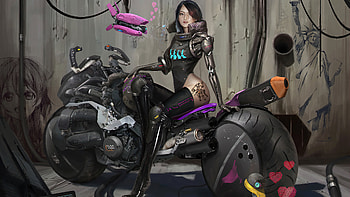 Cyber Bike Girl, cyberpunk, scifi, artist, artwork, digital-art, artstation HD wallpaper