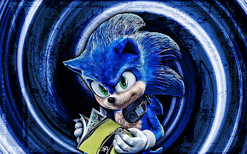 Sonic, blue grunge background, Sonic the Hedgehog, vortex, Hedgehog Sonic HD wallpaper