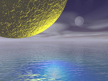 Moon and Water, moon, water, yellow HD wallpaper
