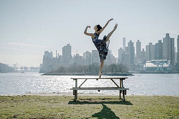 ✻ Just Dance ✻, Picnic Table, Ballerina, Skyscrapers, waterside, Lawn HD wallpaper