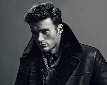 Scott Eastwood, winter, white, black, man, jacket, bw, male HD wallpaper