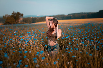 Girl In Field Closed Eyes , girls, model HD wallpaper