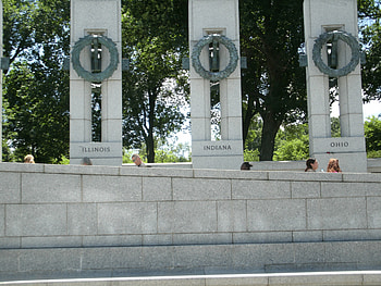Part of the war mermorial in D.C., trees, War, Monuments, wreath HD wallpaper