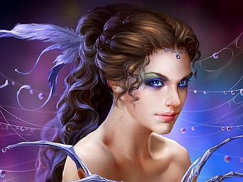 FOREST NYMPH, feathers, hairstyles, webs, women, digital art, girls, fairies, fantasy girls HD wallpaper