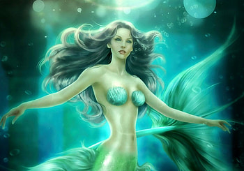 Mermaid, blue, art, girl, tail, maryneim, woman, fantasy, green, game, underwater, fish, water HD wallpaper