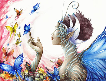 Afican butterfly queen, african, wings, colorful, hand, woman, crown, butterflies, magical, flutter, queen HD wallpaper