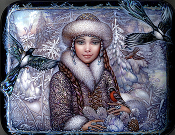 Taming Birds, Animals, Women, Hats, Snow, Tame, Birds HD wallpaper