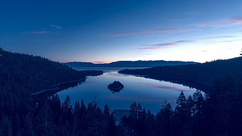 Blue Filtered Nature, nature, clouds, lake, mountains HD wallpaper