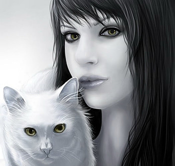 Cats eyes, girl, cat, abstract, fantasy HD wallpaper