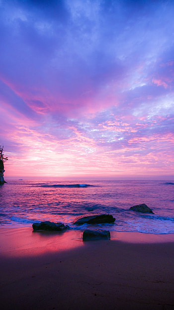 Amazing Beach Sunset, sky, sea, ocean, horizon, beach, nature HD phone wallpaper