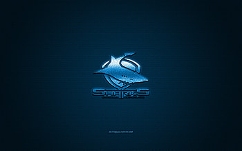 Cronulla-Sutherland Sharks, Australian rugby club, NRL, blue logo, blue carbon fiber background, National Rugby League, rugby, Sydney, Australia, Cronulla-Sutherland Sharks logo HD wallpaper