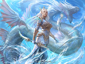 Fantasy girl, hoanglapsolan, hoang lap solan, blue, fantasy, dragon, girl HD wallpaper
