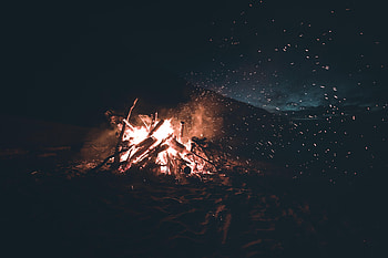 Bonfire, Dark, Flame, Sparks, Logs HD wallpaper