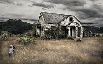 Nature, House, Field, Camera, Boy, Abandoned HD wallpaper