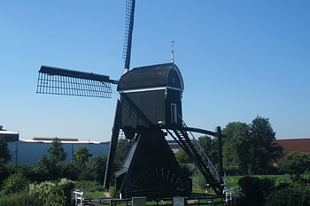 Old windmill, blue, sky, abstract, graphy HD wallpaper