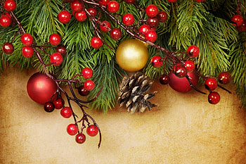 Xmas, decoration, merry, christmas, berries, fir tree, balls HD wallpaper