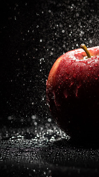 Apple waterdrops shadow, Fruits , background, Artistic touch HD phone wallpaper