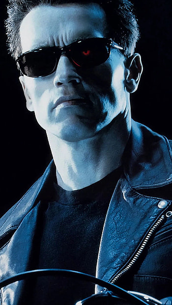 Arnold Schwarzenegger, Terminator , Intimidating presence, Futuristic setting HD phone wallpaper