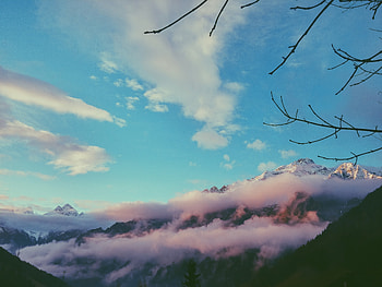 Nature, Sky, Mountains, Vertex, Top, Fog HD wallpaper