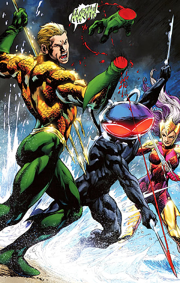 Black Manta vs Aquaman, Hand severing, Intense rivalry, Gripping scene HD phone wallpaper