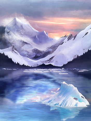 Art, Mountains, Ice, Fog, Ice Floes HD phone wallpaper