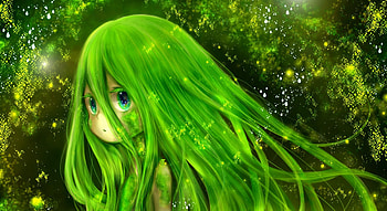 Mari, eyes, hair, green, magical HD wallpaper