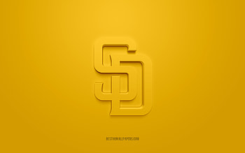 San Diego Padres emblem, creative 3D logo, yellow background, American baseball club, MLB, San Diego, USA, San Diego Padres, baseball, San Diego Padres insignia HD wallpaper